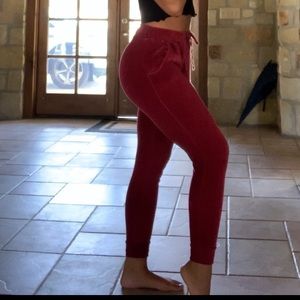 Red velvet joggers
